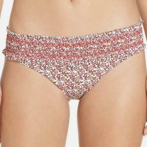 Tory Burch Red Costa Smocked Bikini Bottom